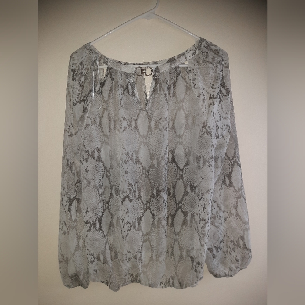Jennifer Lopez snakeskin patterned sheer blouse (L)